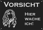 Aluminium Warnschild Afghanischer Windhund VORSICHT Hier wache ich!